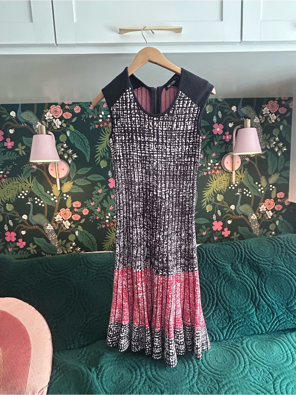 NIC+ZOE Navy, White and Orange Patterned Midi Dress